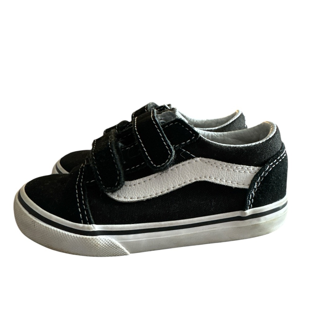 Vans Kids Black and White Velcro Sneakers